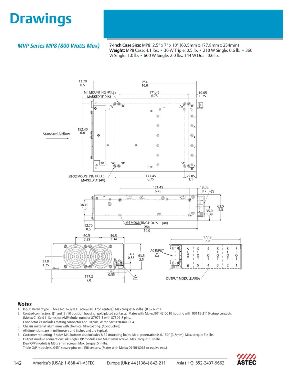 Astec MVP Series MP6-1Z-1F-1F-1W-4NN-0M Modular Switching Power Supply 6 Outputs|365769557961
