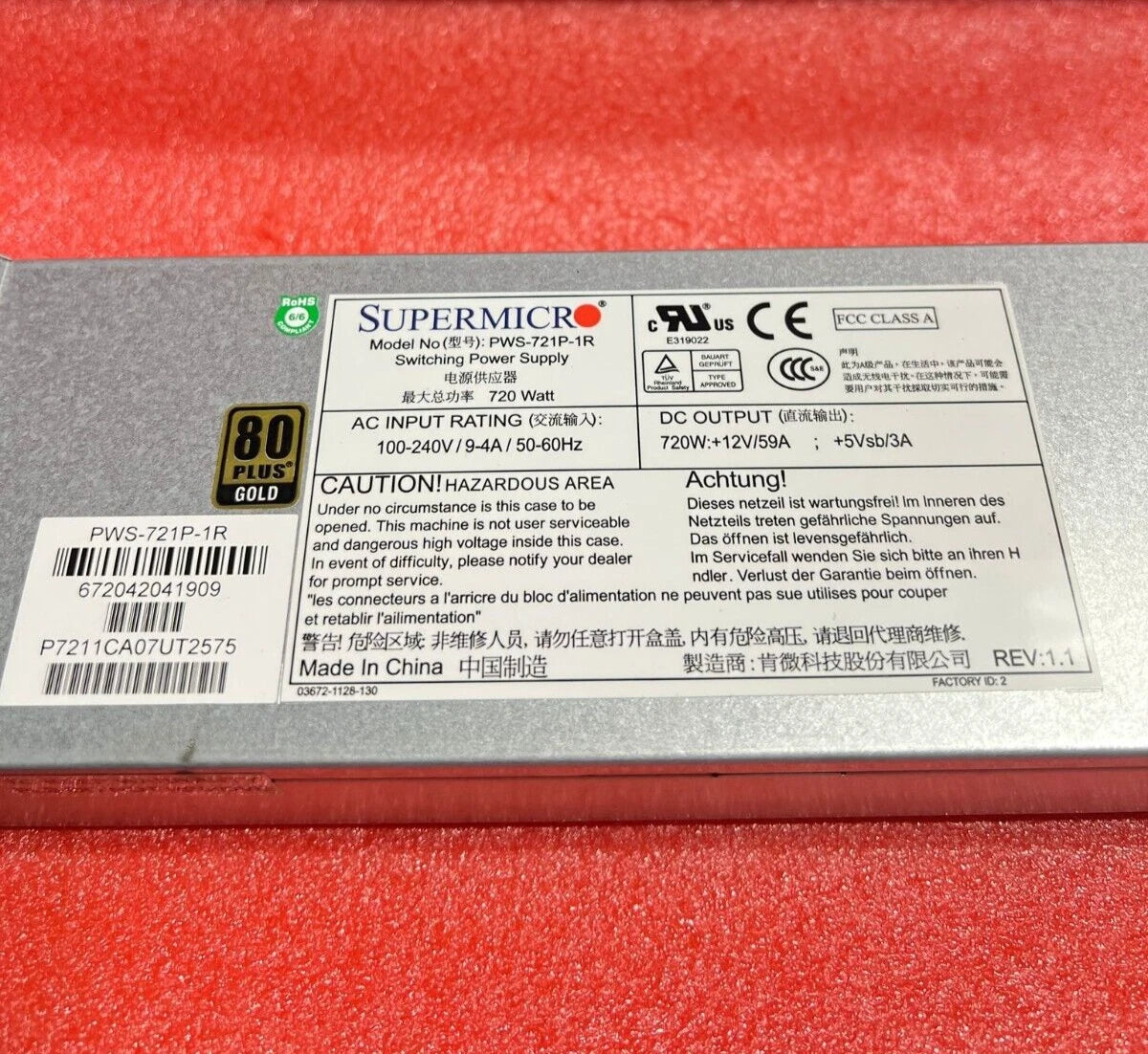 SuperMicro PWS-721P-1R 720 W Switching Power Supply 80+ Gold|405360520347