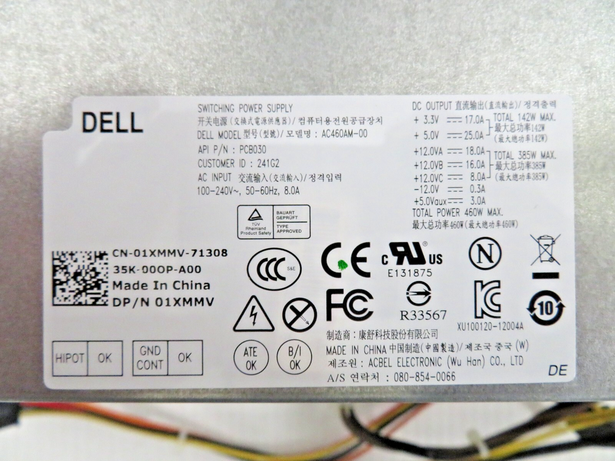 Dell XPS 8300 8500 8700 8900 460W PSU Power Supply 1XMMV 01XMMV|335205306761
