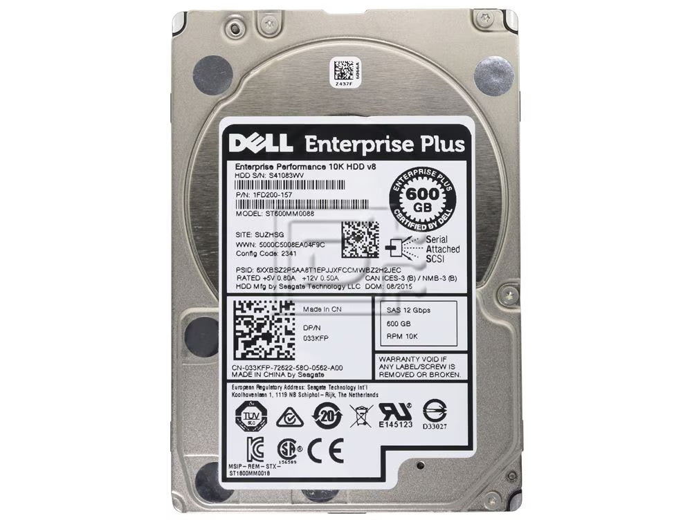 Dell 33KFP / Seagate ST600MM0088 600GB 2.5" 12Gbps 10K RPM Enterprise SAS HDD|394928604019