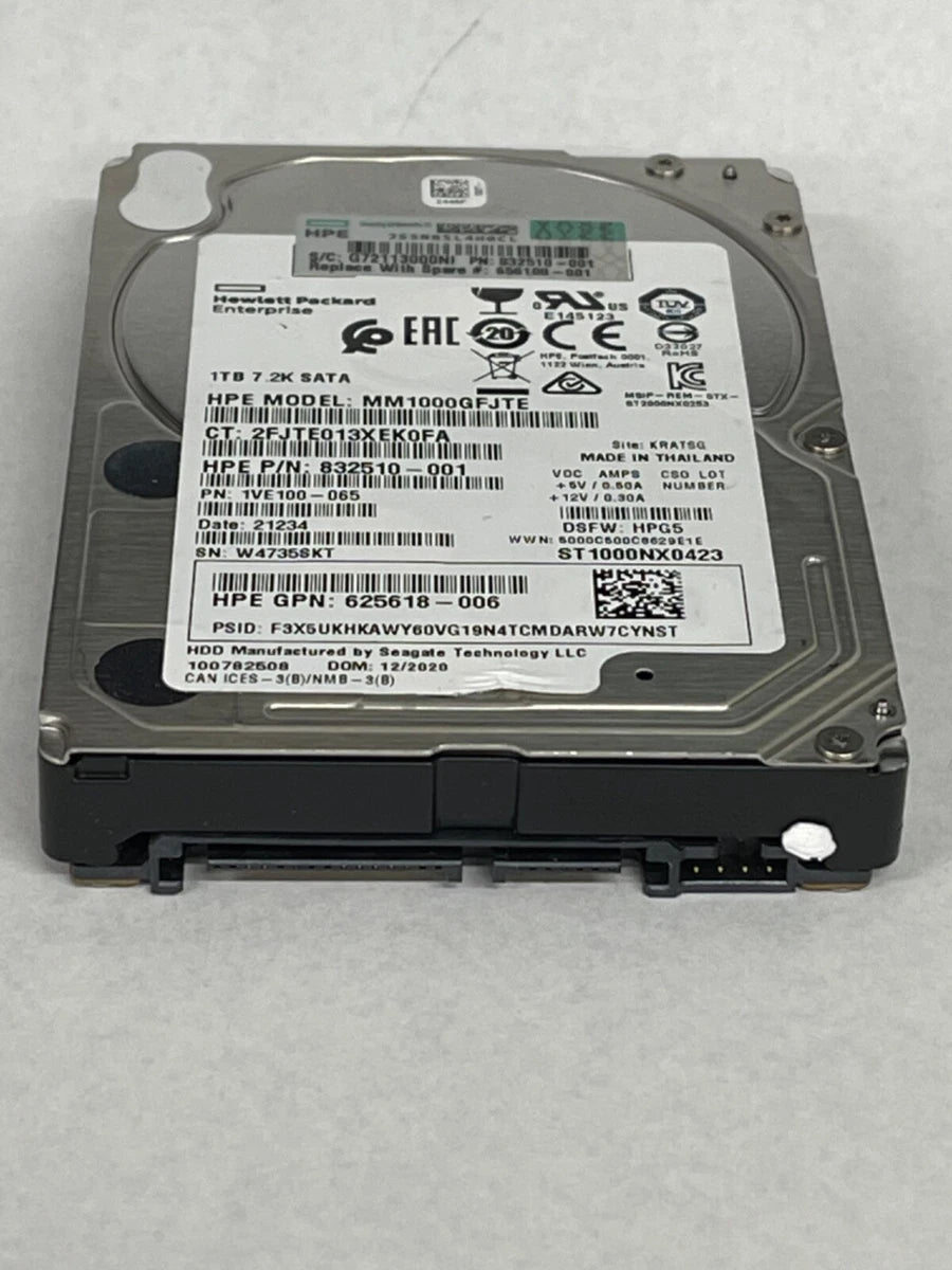 MM1000GFJTE 1TB 7.2K 832510-001 HP Enterprise SAS Hard Drive Tested Formatted