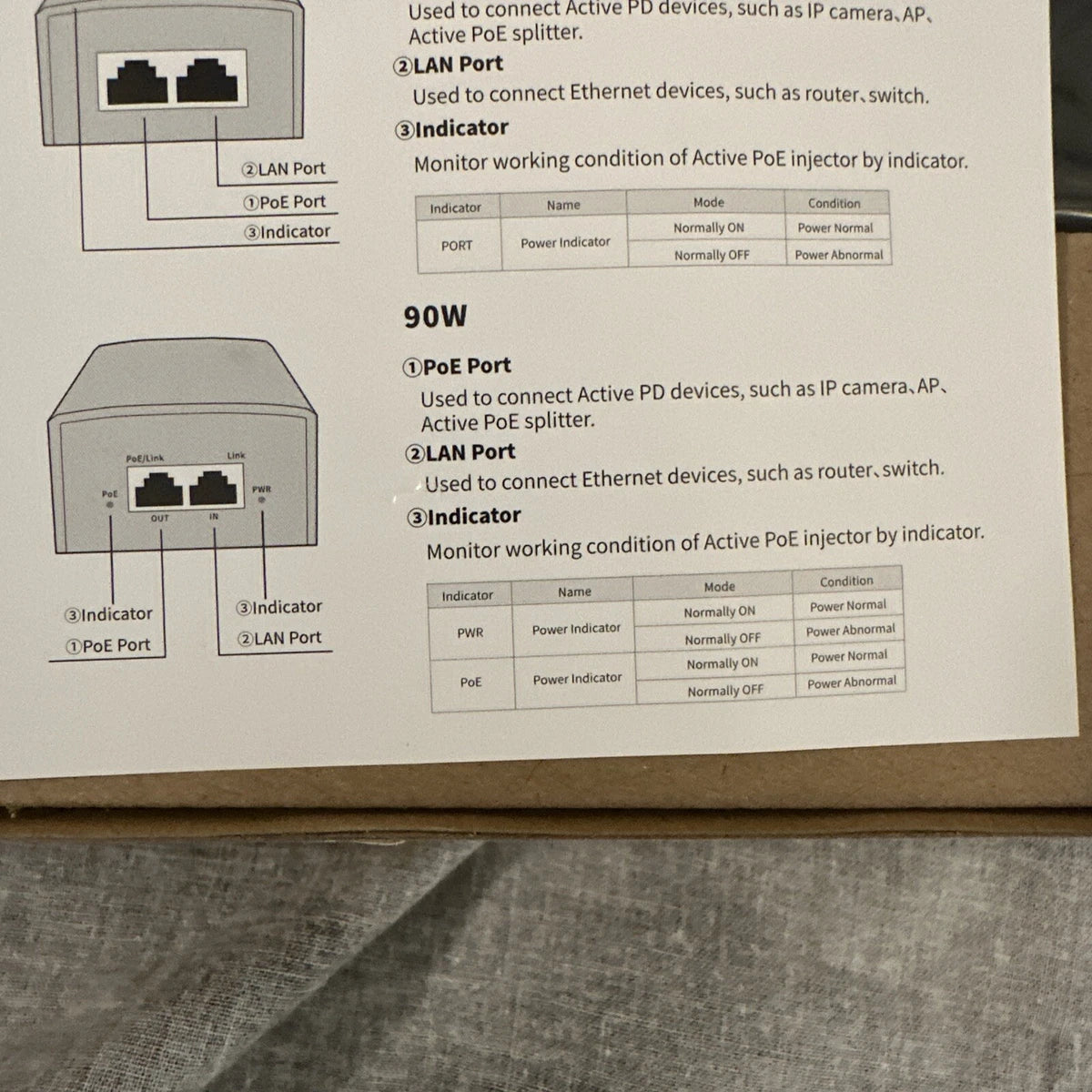 Gigabit PoE Injector 90W ethernet IEEE 802.3af/at/bt Up to 100M for CCTV Camera|196809550522