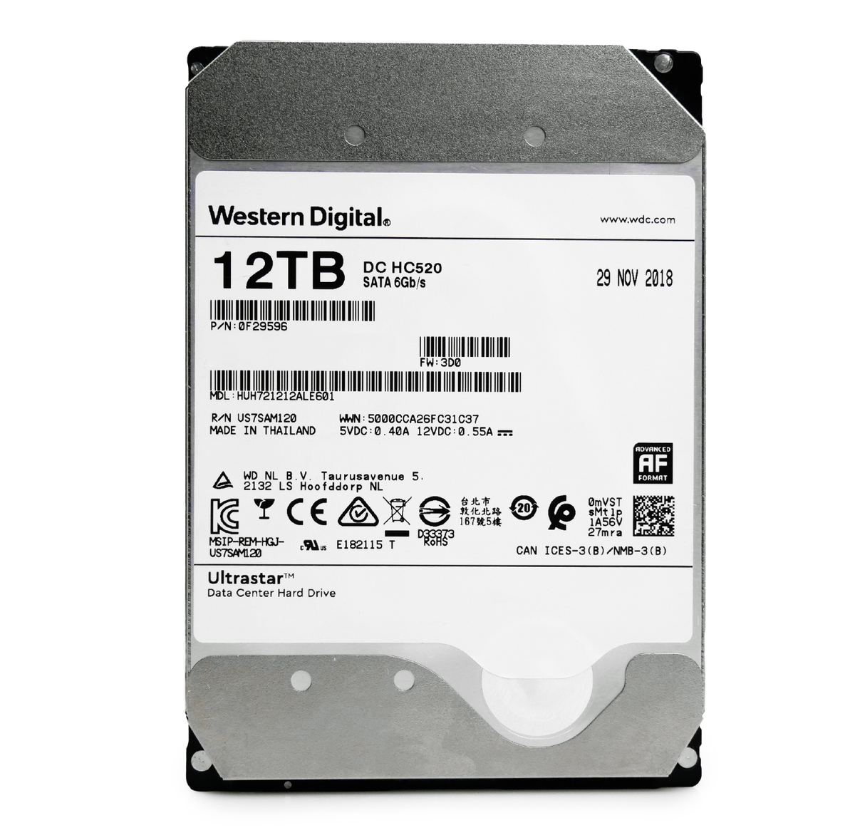 WD HGST Ultrastar HC520 12TB 7.2K RPM SATA 3.5" HDD HUH721212ALE601 0F29596|296358906778