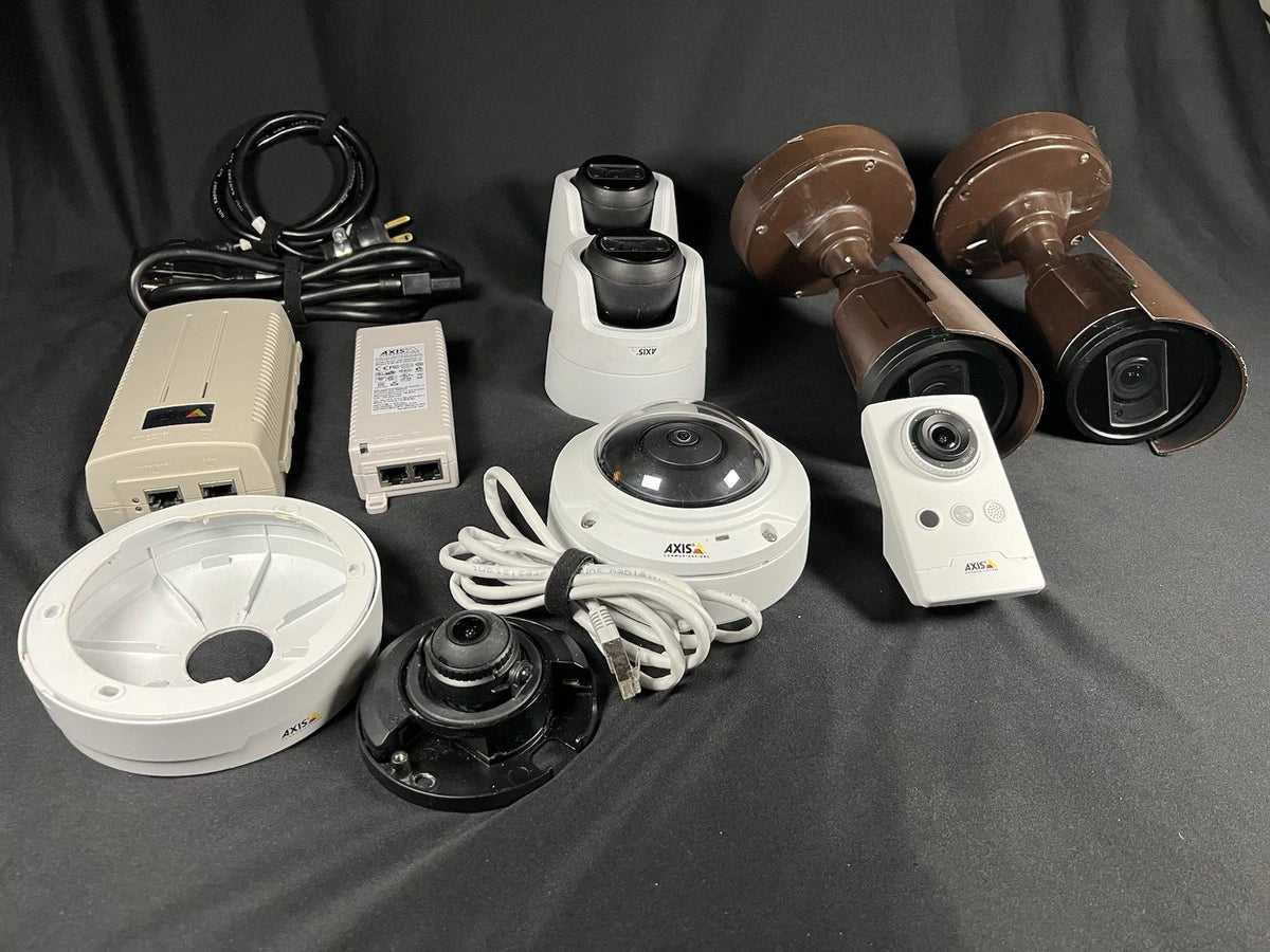 Axis Communications Network Security Lot- 6 Cameras & 2 POE Midspan +Extra Parts|127542953872