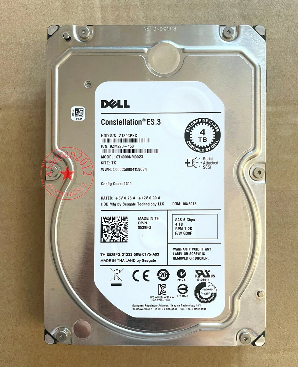 Dell ST4000NM0023 529FG 4TB 7200RPM 6Gb/s 3.5" SAS Hard Drive|155935997013
