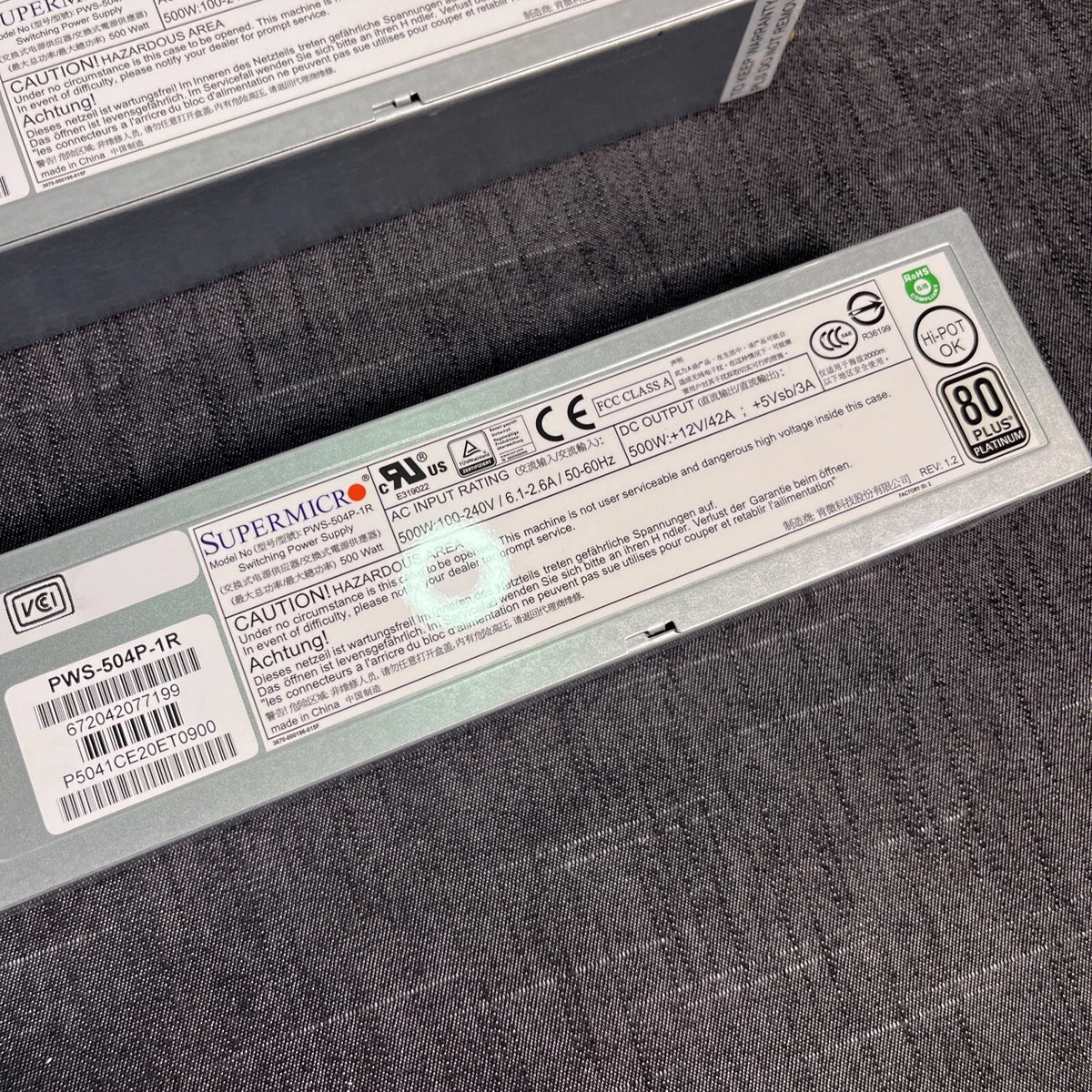 2x Supermicro 500W 1U Redundant Power Supply PWS-504P-1R/ 80 Plus Platinum/ NEW