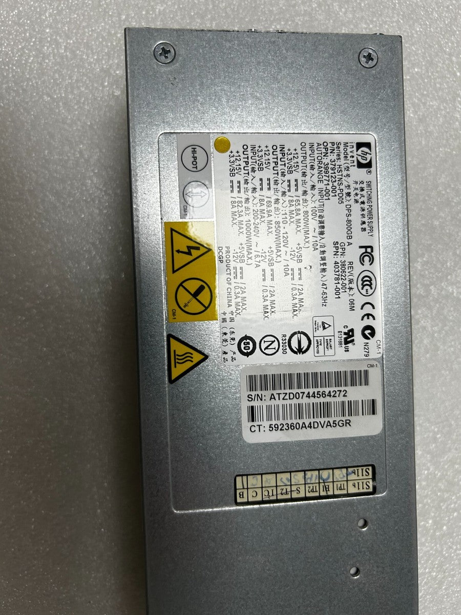 HP 399771-001 403781-001 379124-001 DPS-800GB A 1000W power supply 379123-001|387699146284