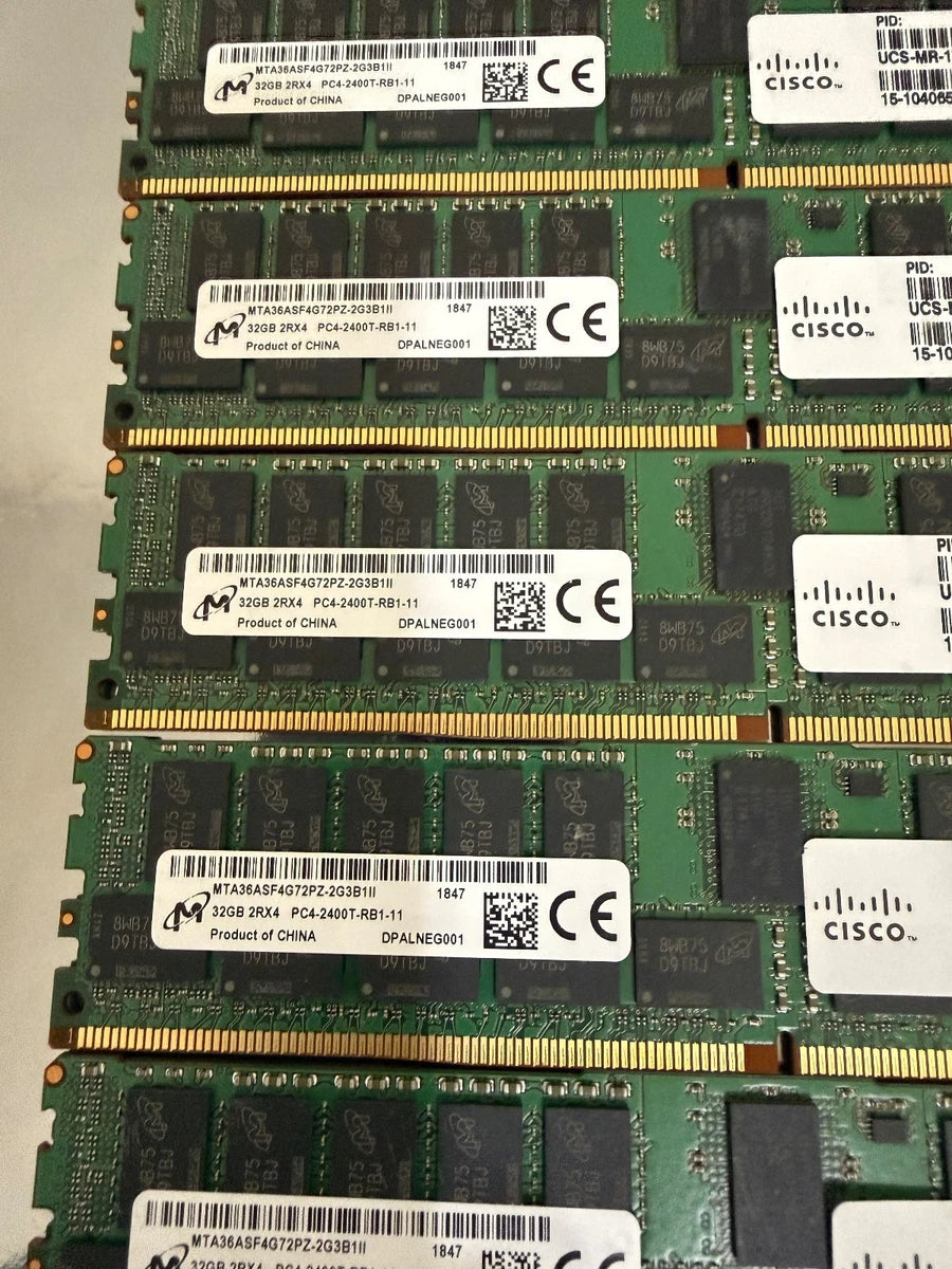 Lot 8x MICRON 32GB PC4-2400-T-R DDR4 REG ECC 2RX4 RDIMM MTA36ASF4G72PZ-2G3B1II