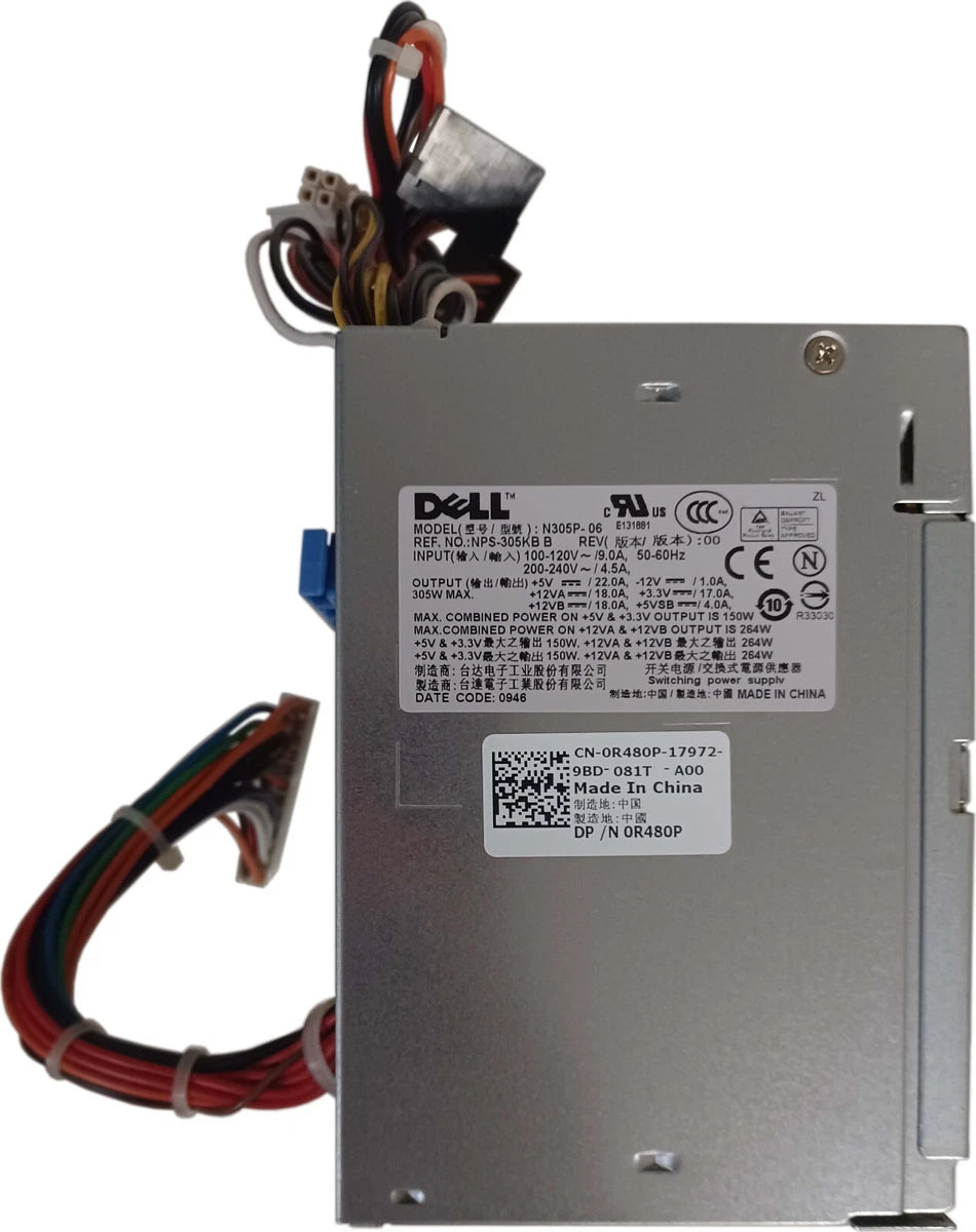 Power Supply ATX  305W Dell N305P-06 R480P 0R480P NPS-305KB B PowerEdge T110|364699085680