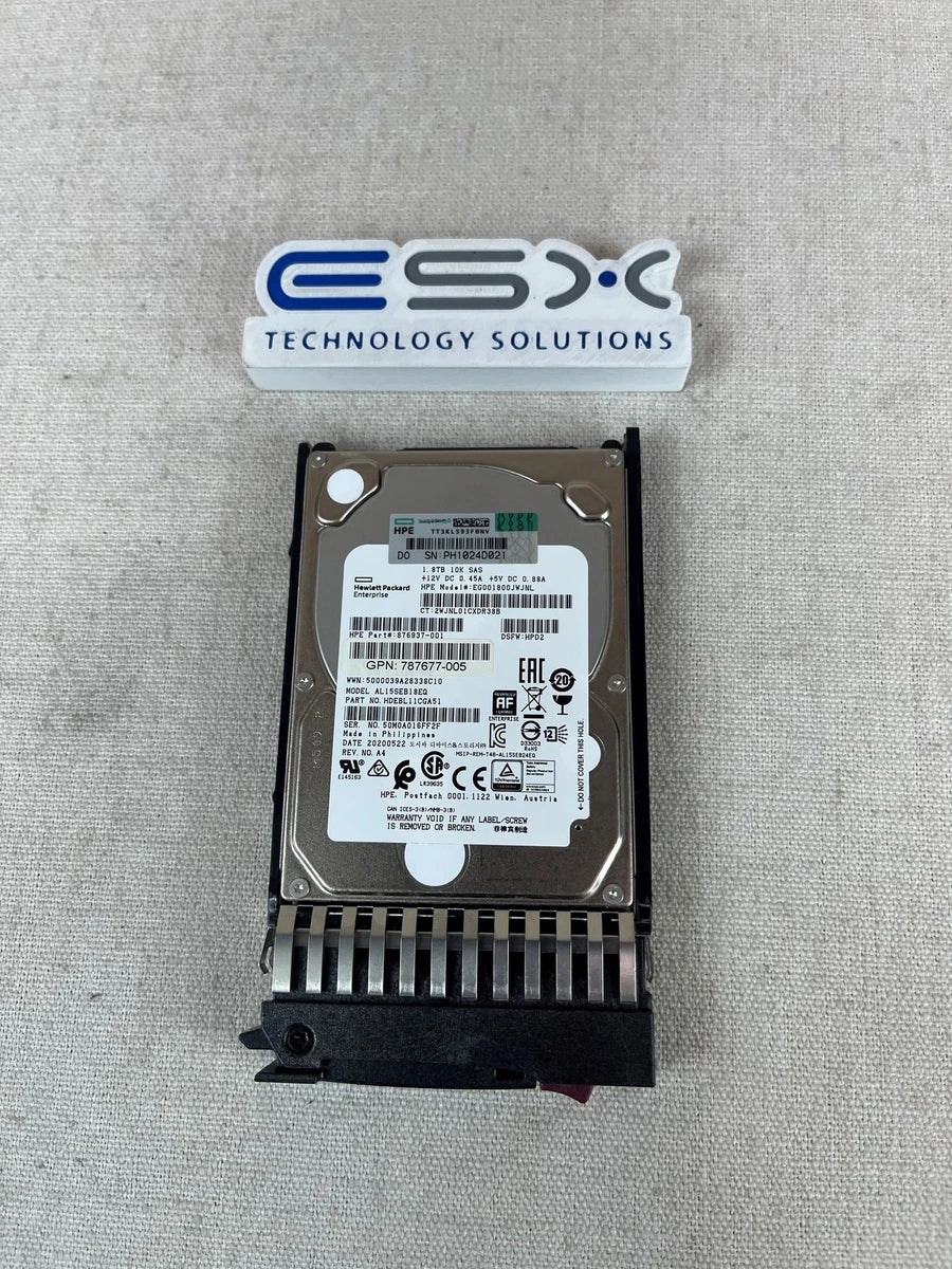 HPE MSA 1.8TB 12G 10K 2.5 SAS ENT 787649-001 J9F49A|286788093768