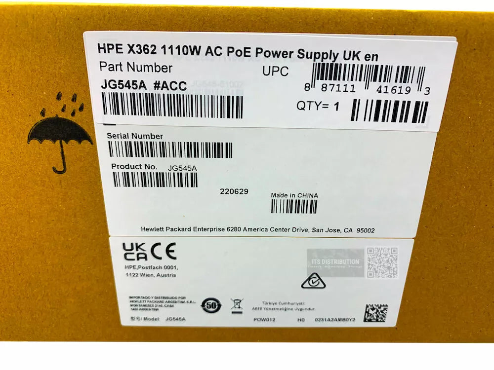 JG545A HPE X362 1110W 115-240VAC a 56VDC Fuente de alimentación PoE
