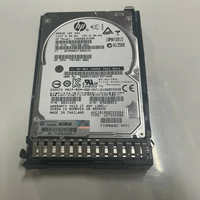 HP 600GB 12G SAS 10K SFF 2.5 SC HDD 781516-B21 781577-001|205784402983