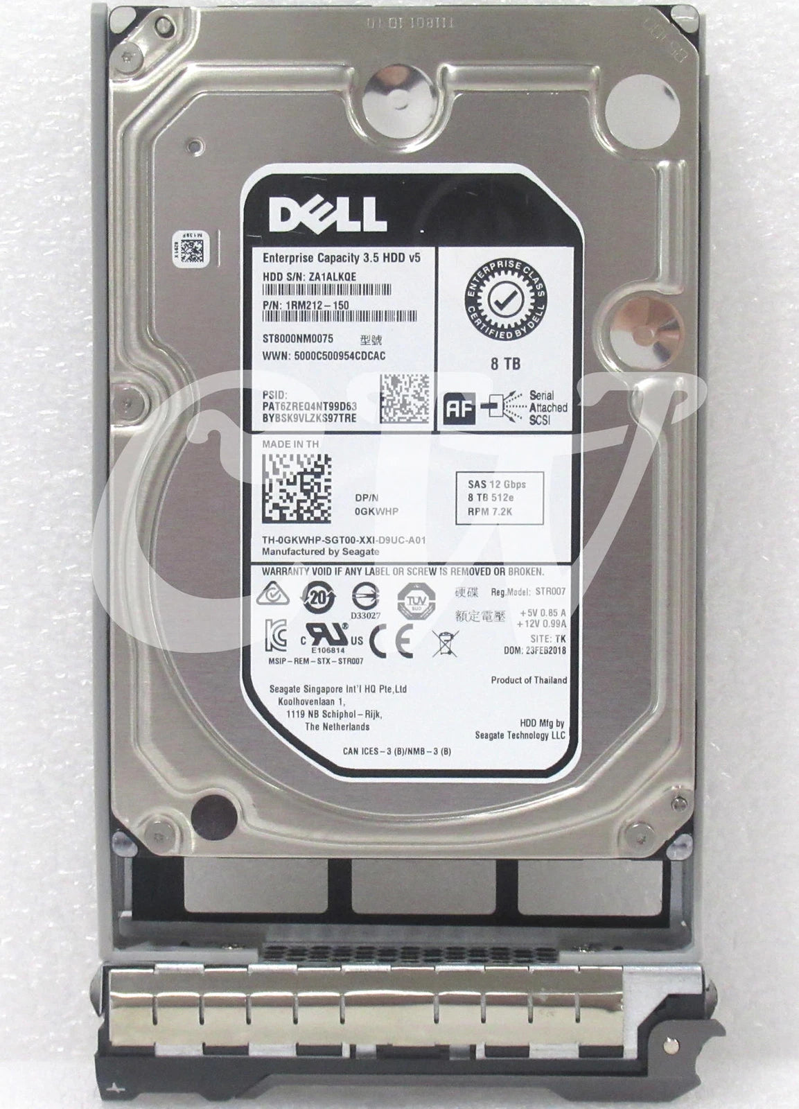 GKWHP ST8000NM0075 Dell 8TB 7.2K 12Gbps 512MB Cache 3.5" SAS Hard Drive W/Caddy|256088425185