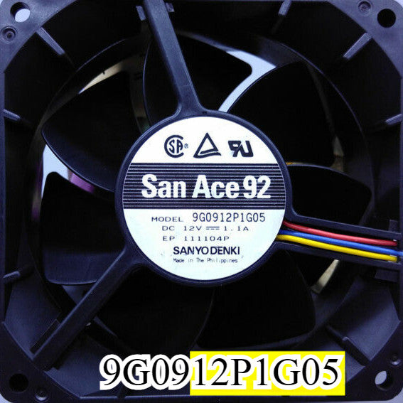 1X San Ace 92 9G0912P1G05 12V 1.1A PWM high air volume fan 9038 9cm 4-wire|356727113006