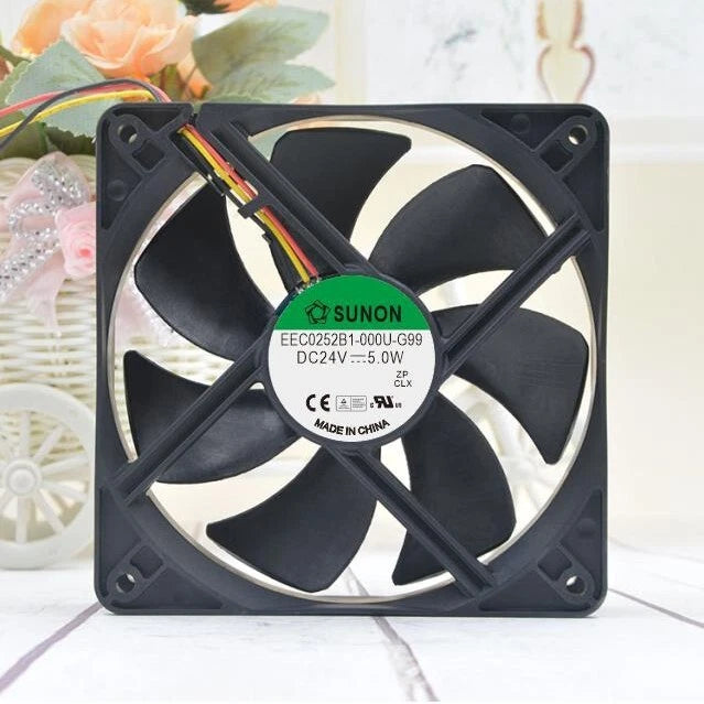 1 PCS  SUNON Fan  EEC0252B1-000U-G99 DC24V 5.0W 12025 12CM 3 wire cooling fan|256599872106