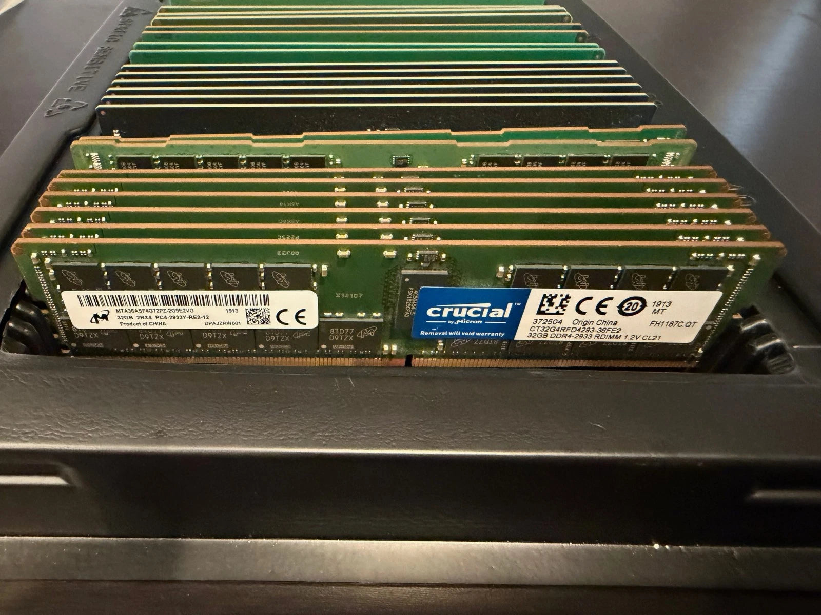 Lot of 6: Micron 32GB 2Rx4 PC4-2933Y DDR4 2933 ECC RDIMM - MTA36ASF4G72PZ-2G9