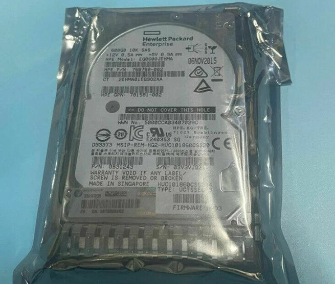 781516-B21 HP 600GB 12G SAS 10K SFF 2.5" SC HDD 781577-001|267328114847