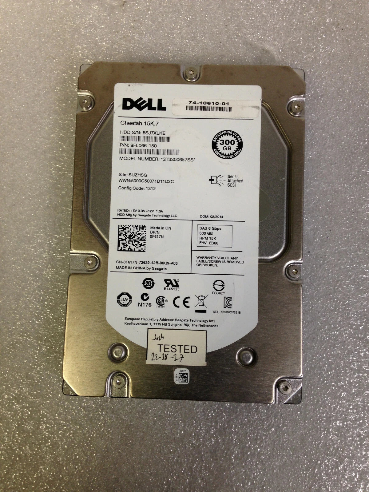 Dell ST3300657SS PN 9FL066-150, 0F617N 3.5'' 300GB SAS Hard Drive |185168728403
