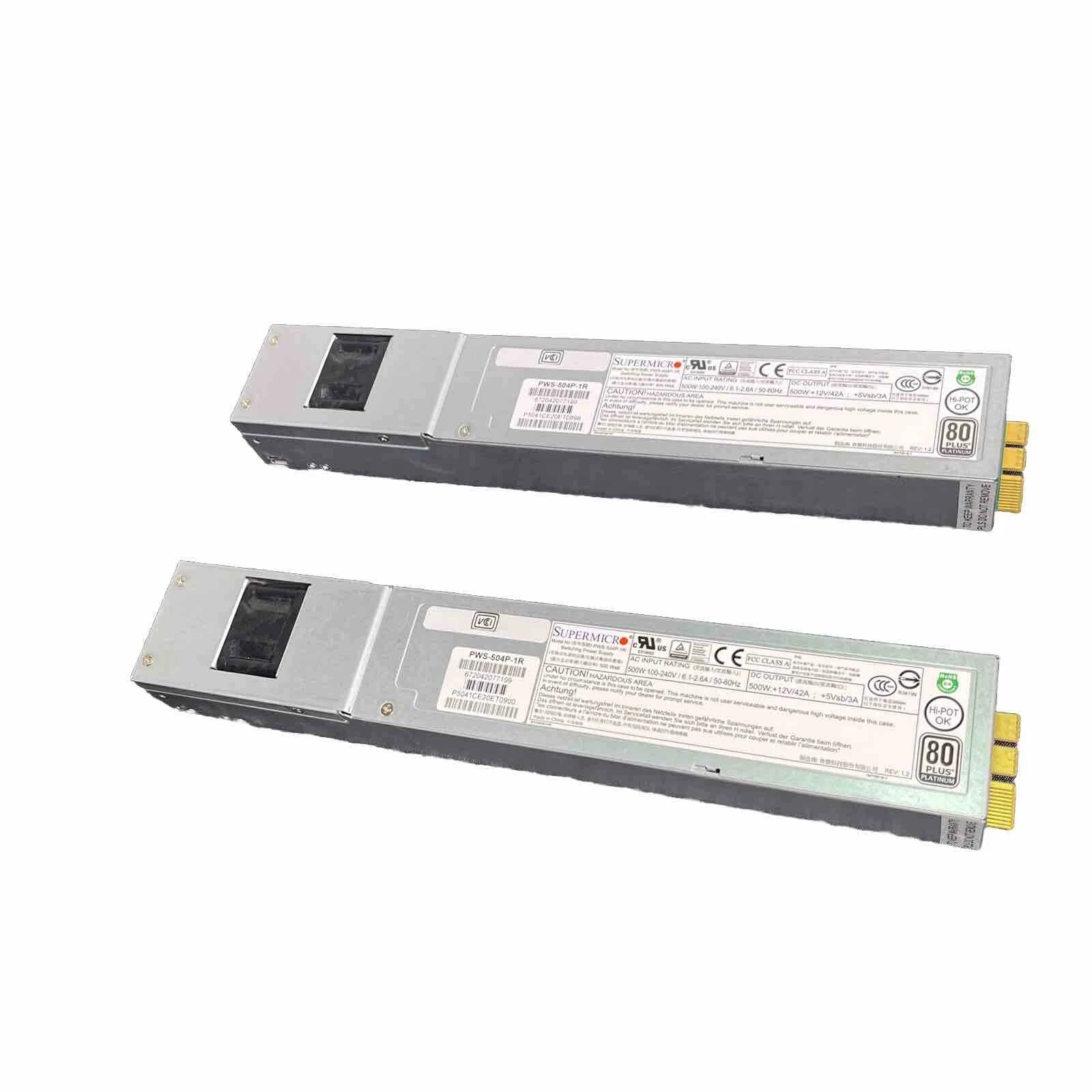 2x Supermicro 500W 1U Redundant Power Supply PWS-504P-1R/ 80 Plus Platinum/ NEW