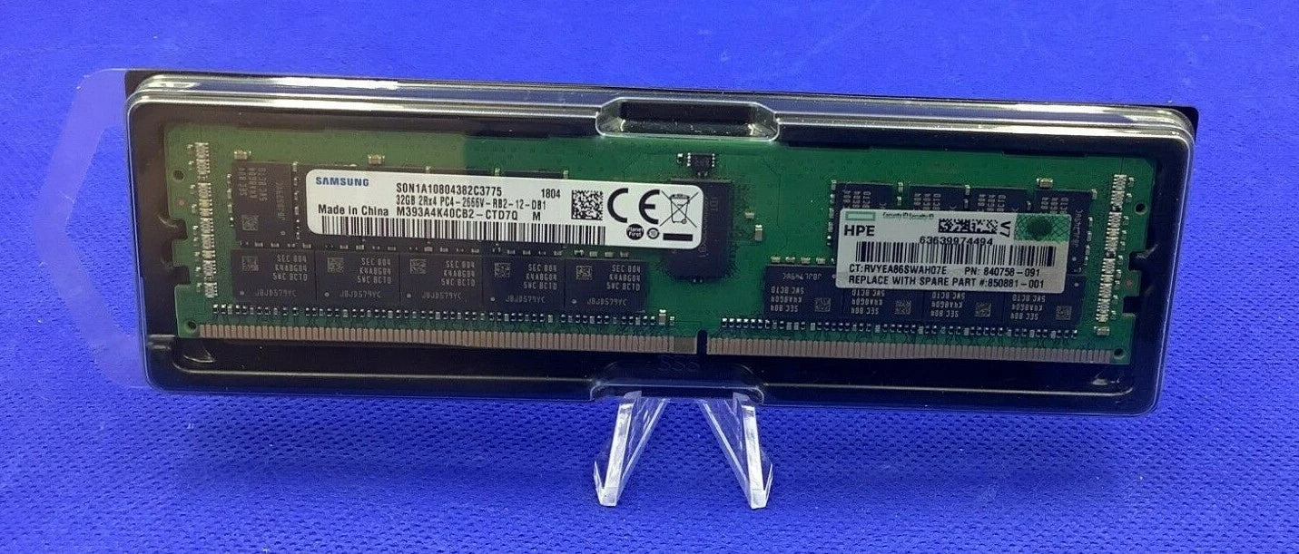 840758-091 HPE 32GB 2RX4 PC4-2666V DDR4 MEMORY 850881-001 815100-B21