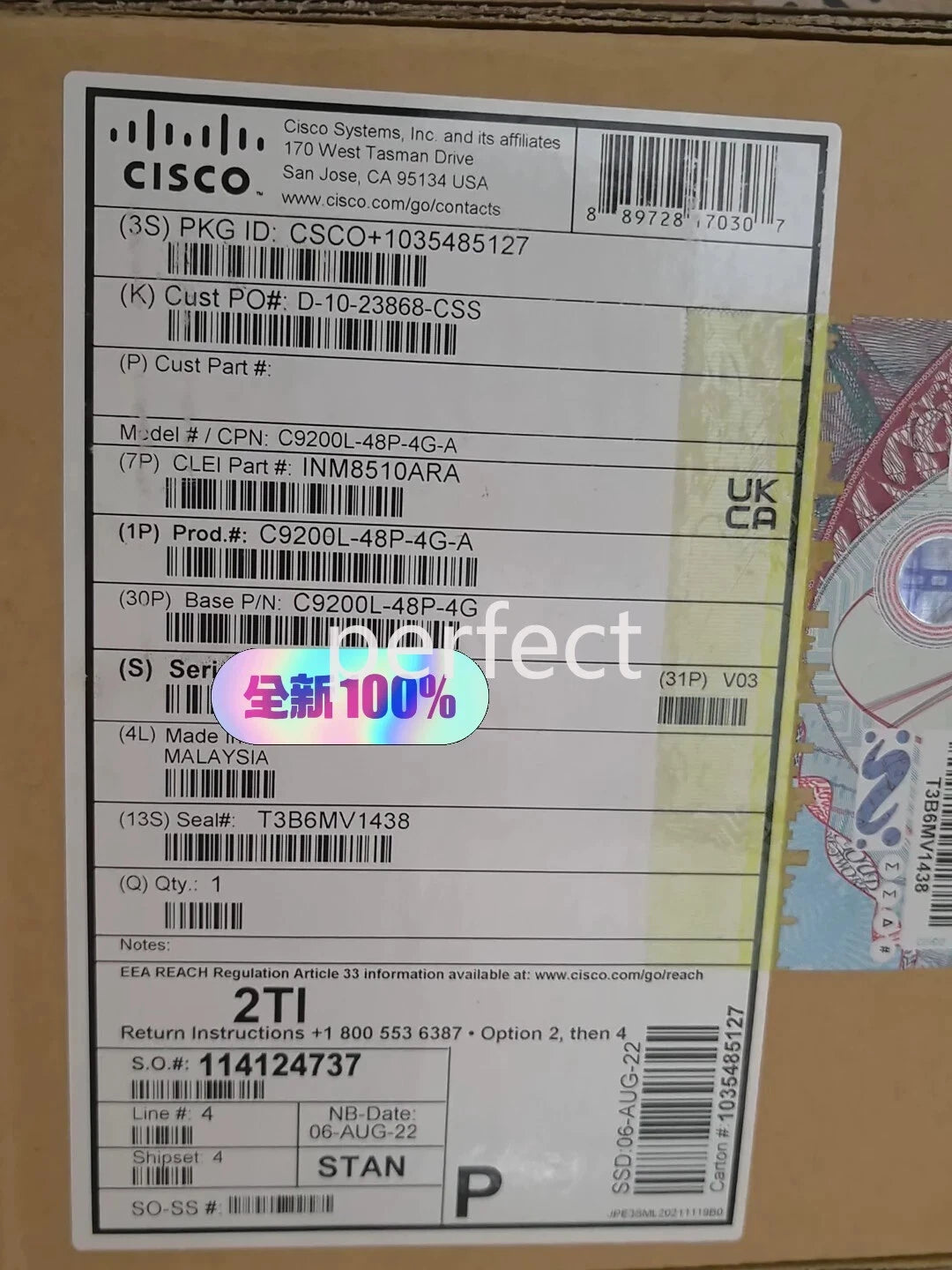 CISCO C9200L-48P-4G-A Catalyst 9200L 48-PORT POE+- 4 X 1G- Network Advantage w/