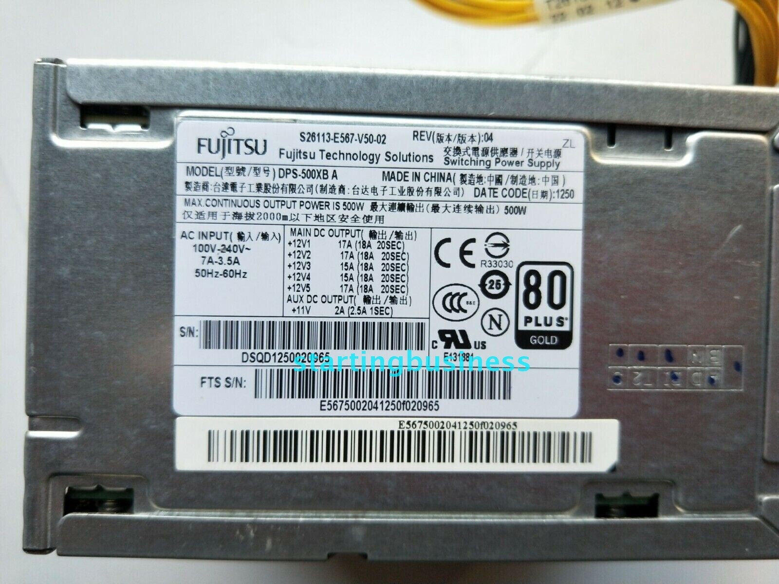 1PC For Fujitsu S26113-E567-V50-02 DPS-500XB A server power supply 500W
