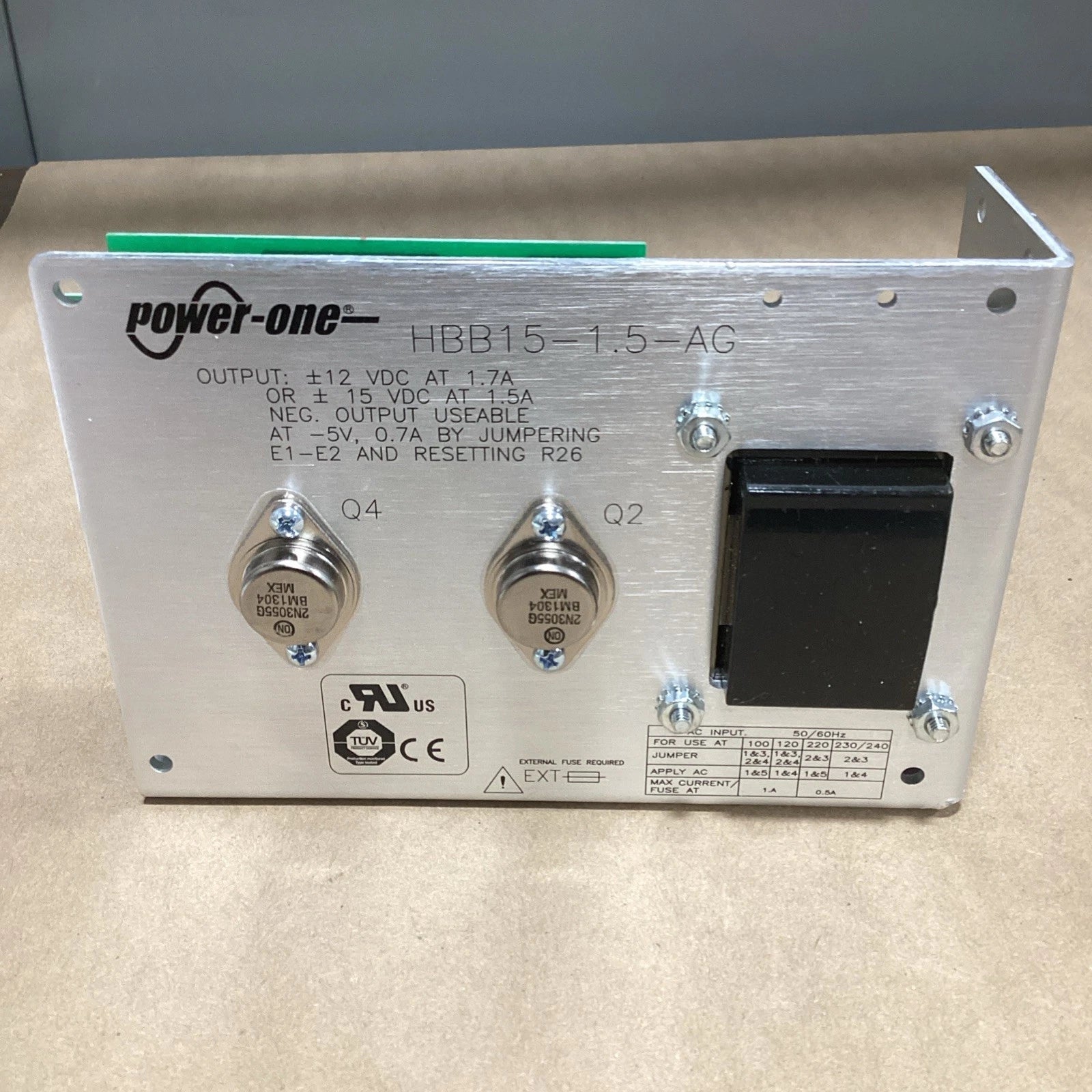 POWER-ONE HBB15-1.5-AG Power Supply,AC-DC,15V@1.5A, -15V