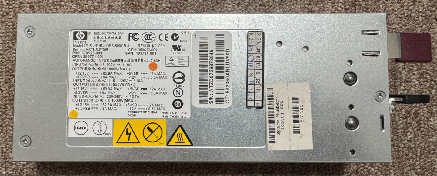 HP HSTNS-PD05 DPS-800GB 379123-001 399771-001 403781-001 Server Power Supply|126856179965