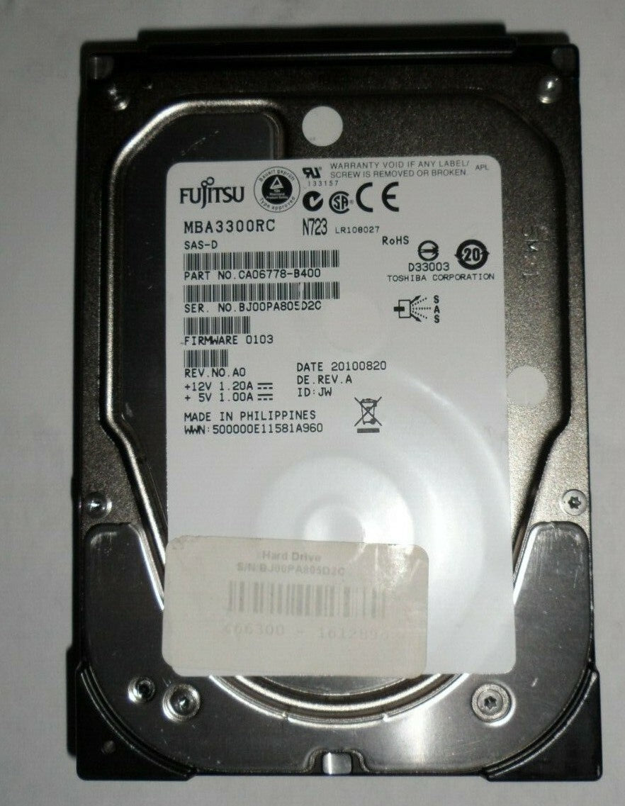 Fujitsu 300GB SAS 3.5" 15K Hard Drive MBA3300RC CA06778-B400 FW:0103 Rev A0|154862779024