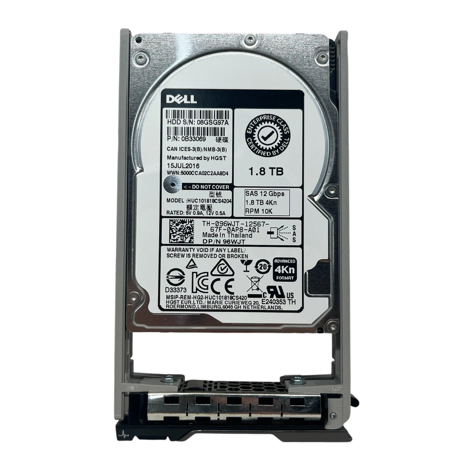 DELL 1.8TB 10K RPM 2.5 SAS HDD 96WJT / 0B33069 / HUC101818CS4204|276841030605