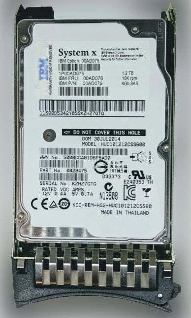 IBM 00AD075 00AD076 00AD079 1.2TB 10K 6G 2.5" G2HS SAS Hard Drive|374397251675