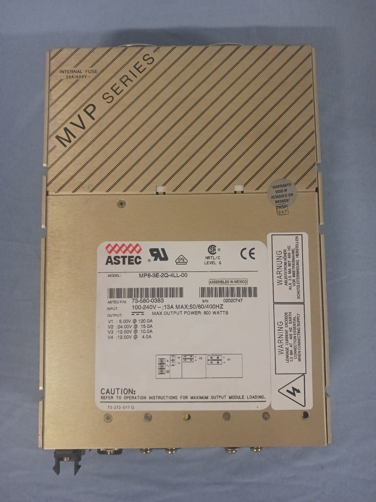 Astec MVP Series Power Supply - Model: MP8-3E-2Q-4LL-00, Part No: 73-580-0383|275430721640
