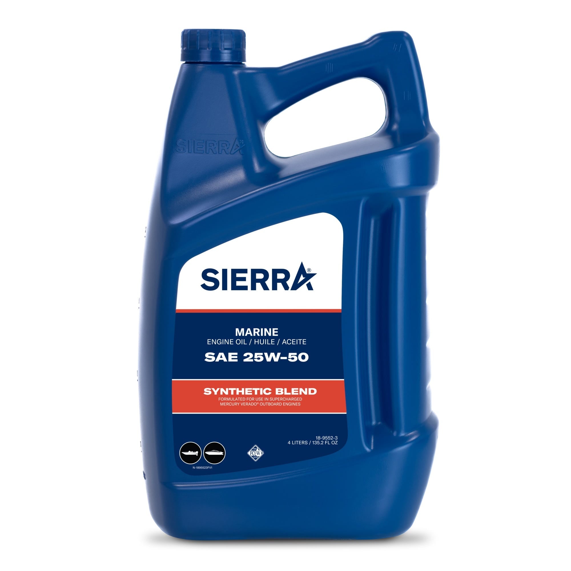 Sierra 18-9552-3 25W50 FCW 4-Cycle Outboard Synthetic Blend Oil, 4L