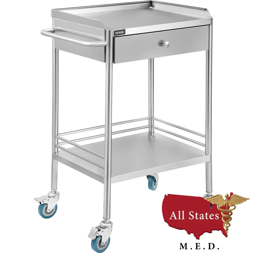 Stainless Steel Medical Cart with Drawer