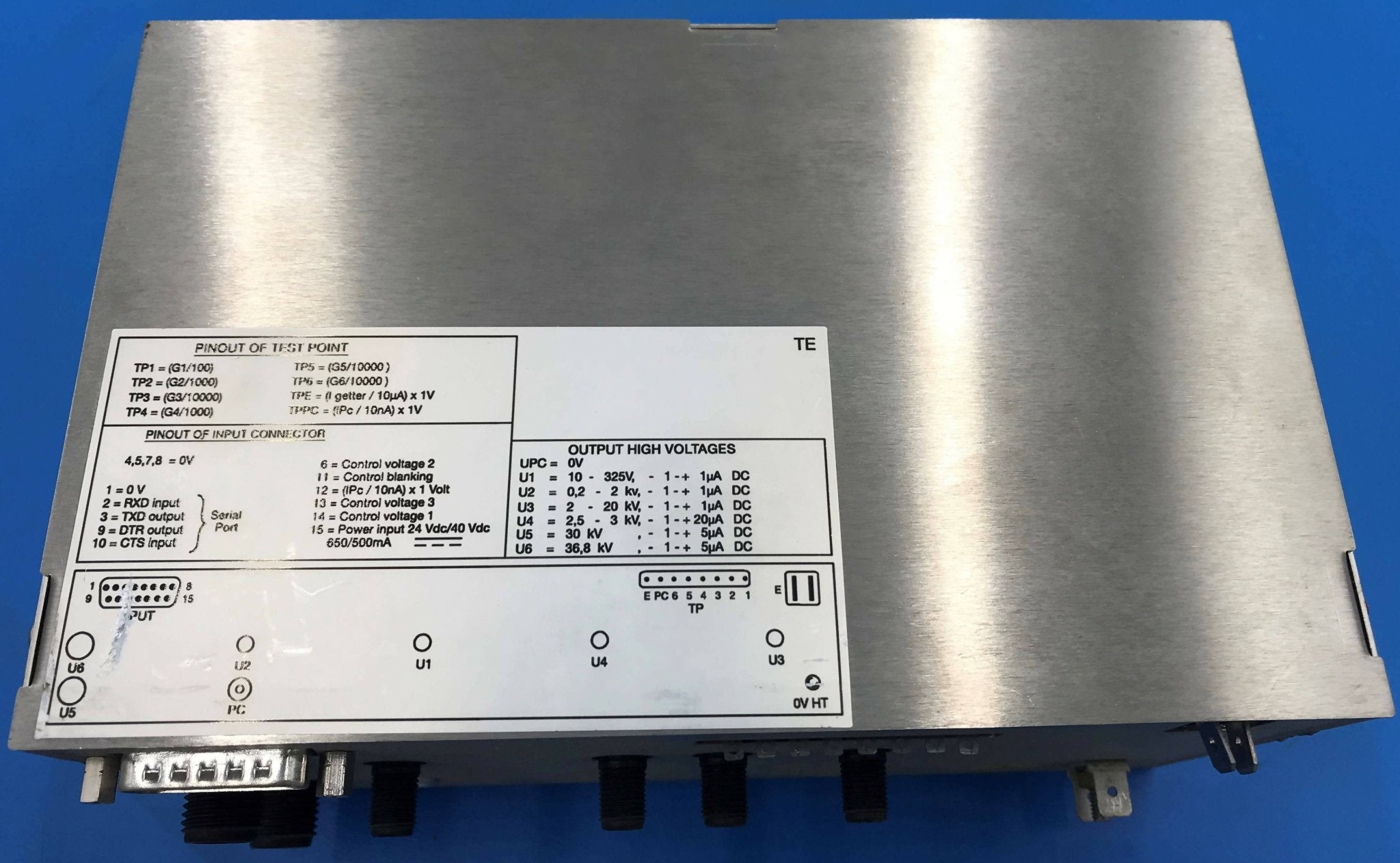 Thales TH-7221-4 - HV II High Voltage Power Supply Label | Alo Tech Solutions