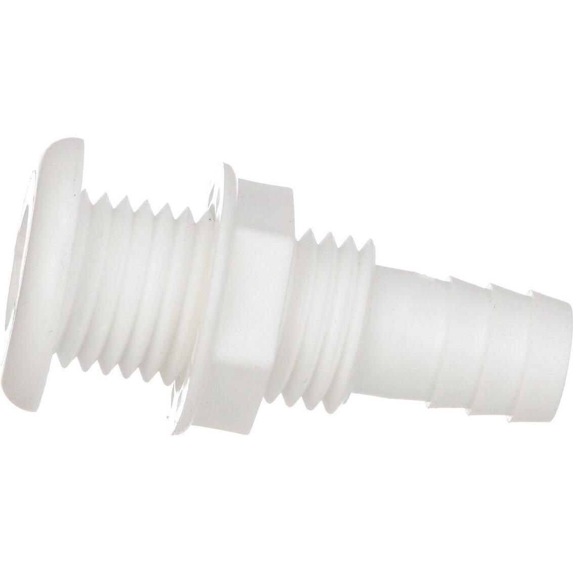 Seachoice 50-18051 Thru-Hull Connector w/ Broad Flange, Fits 3/4 In. ID Hose, 1-1/4 In. Max Hull