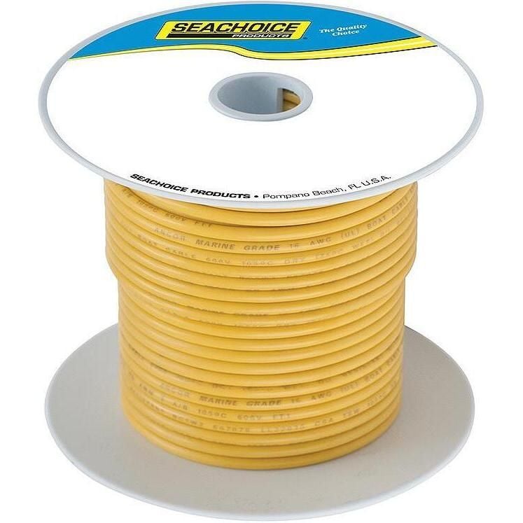 Seachoice 50-63107 Tinned Copper Marine Wire, 14 AWG, Yellow, 100'