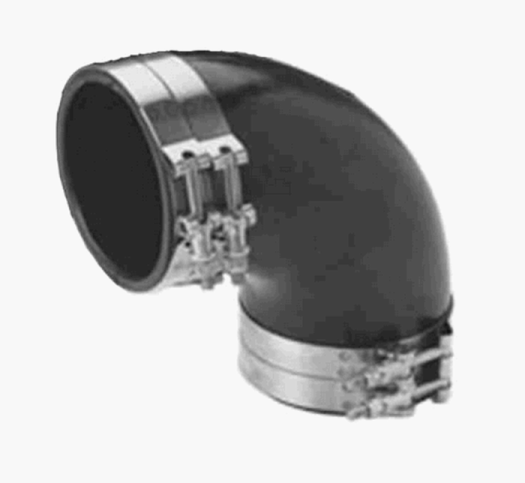 Trident Marine TRL-290-S/S Trident Black Rubber 90Â° Elbow w/T-Bolt Clamps, 2"