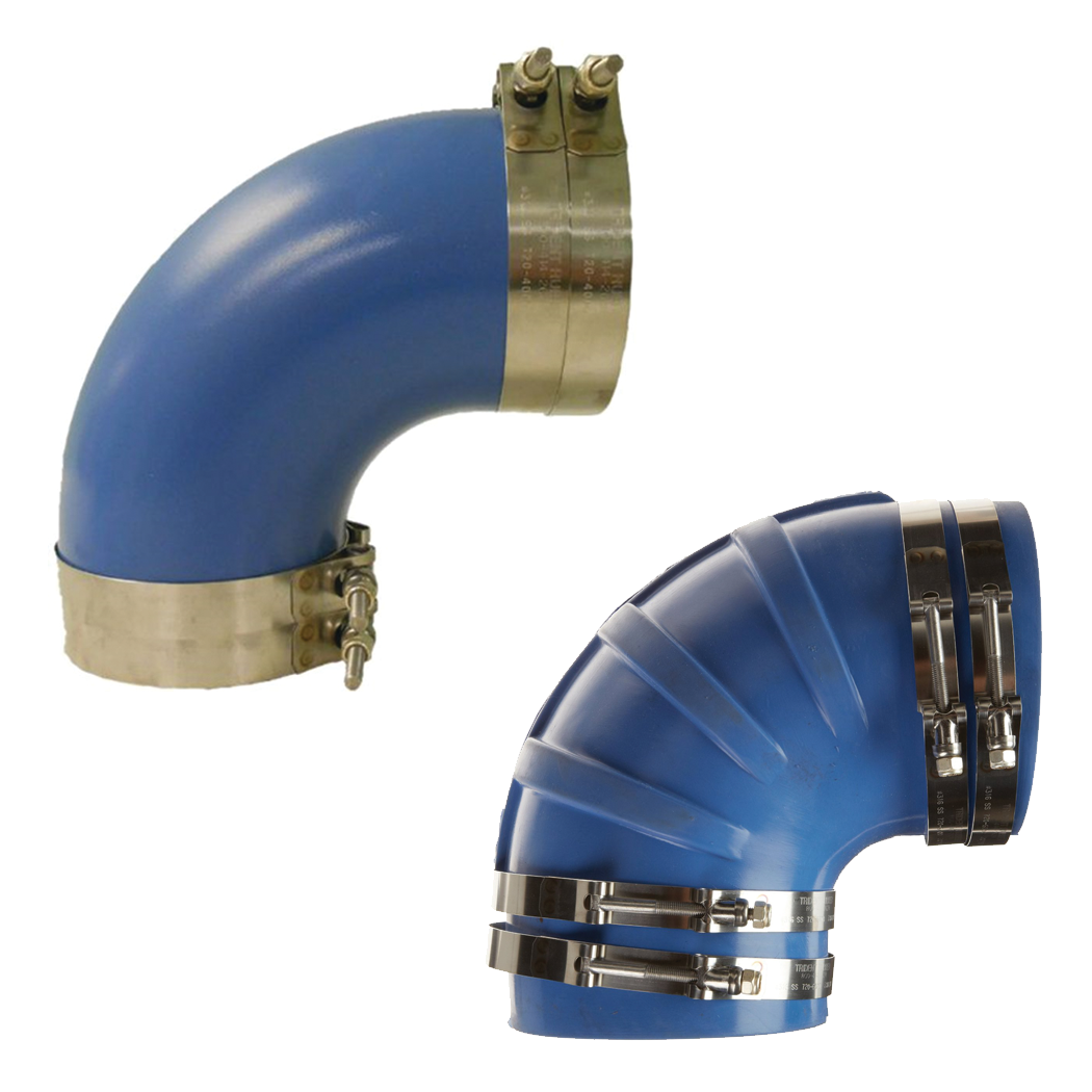 Trident Marine 290V5000-S/S Series 90 deg. Silicone Molded Wet Exhaust Elbow, Connector 5" w/ T-Bolt Clamps