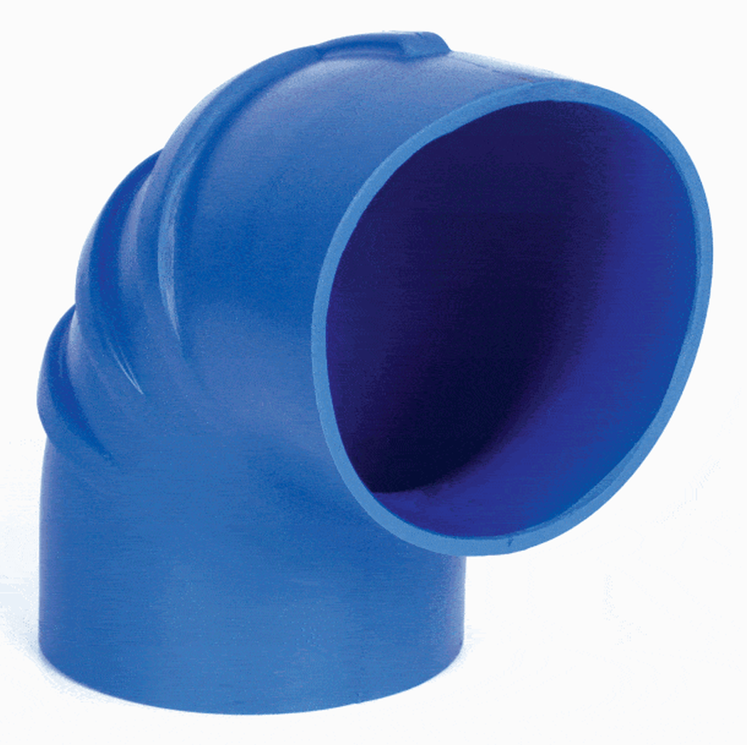 Trident Marine 290V4000-S/S Trident Blue Silicone "VHT" 90 Degree Elbow w/T-Bolt, Clamps, 4"