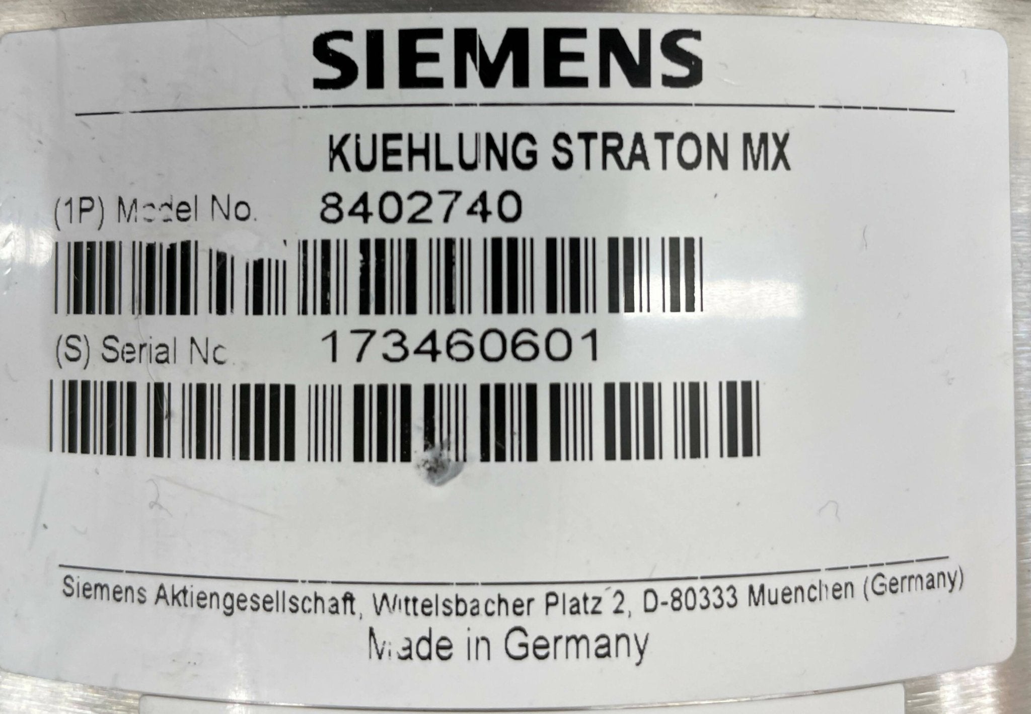 TUBE COOLING UNIT (8402740/0802740 SIEMENS