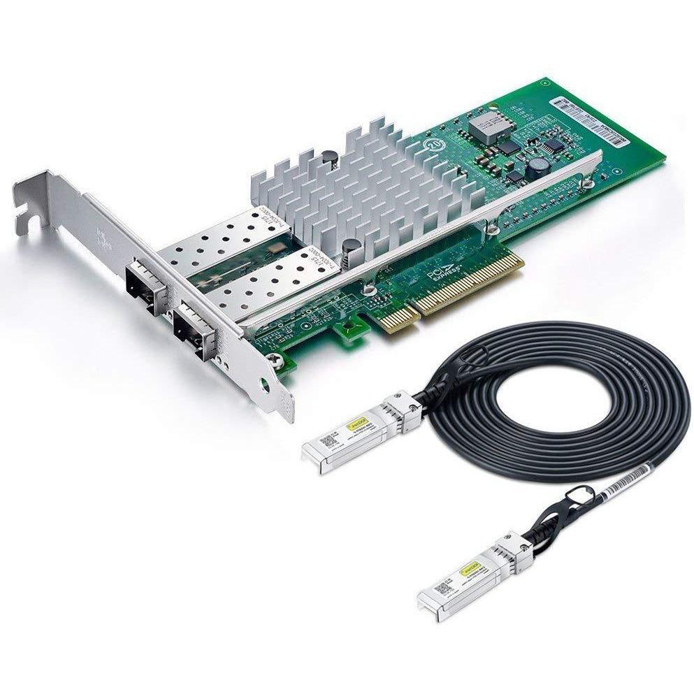 10Gtek for Intel E10G42BTDA 82599ES Chip 10GbE Ethernet Converged Network Adapter X520-DA2/X520-SR2, PCI-E X8 Dual SFP+ Port - AloinfoUSA