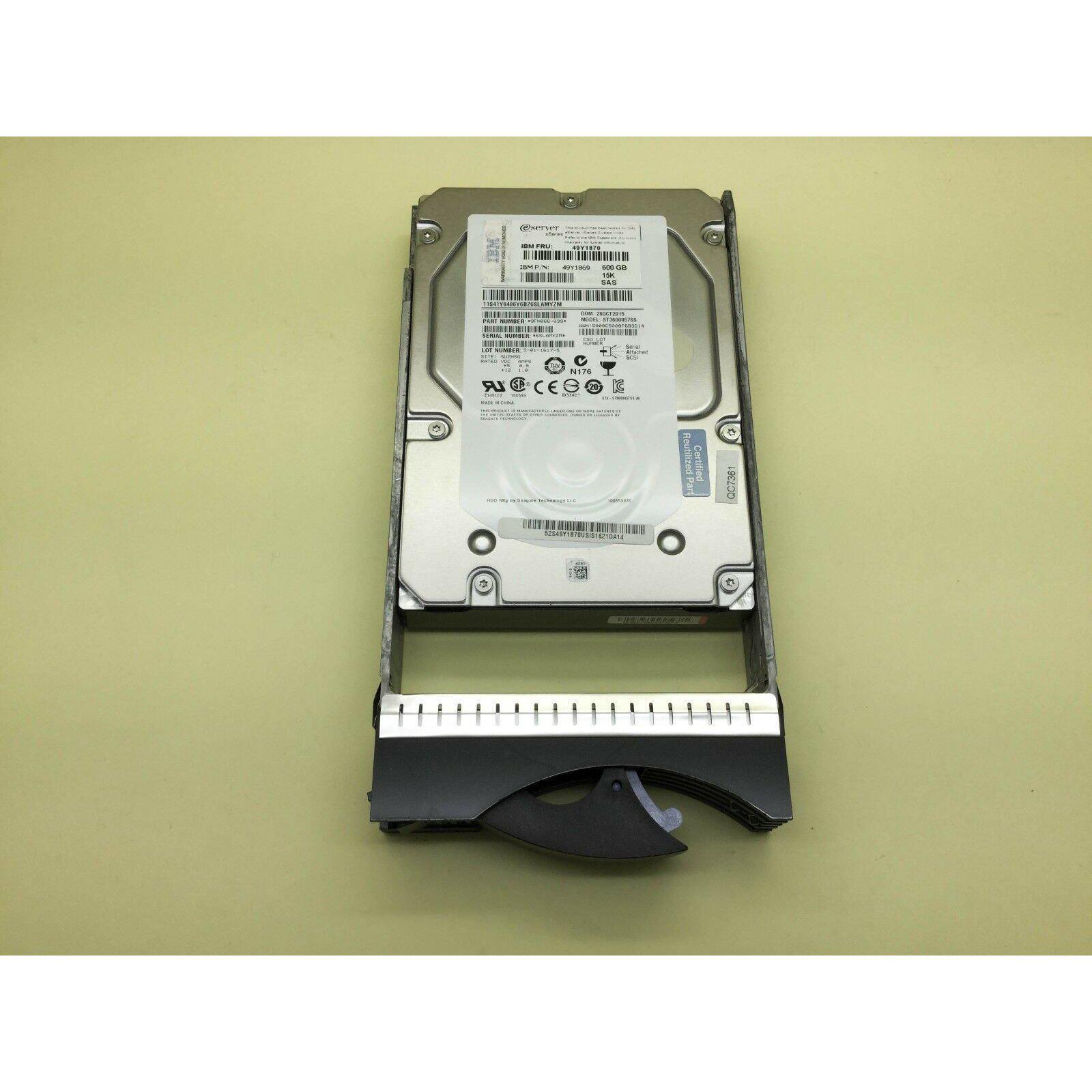 49Y1866 49Y1870 IBM 600GB 15K 6G LFF 3.5'' SAS HDD HARD DRIVE 49Y1869 883436078306 - AloinfoUSA