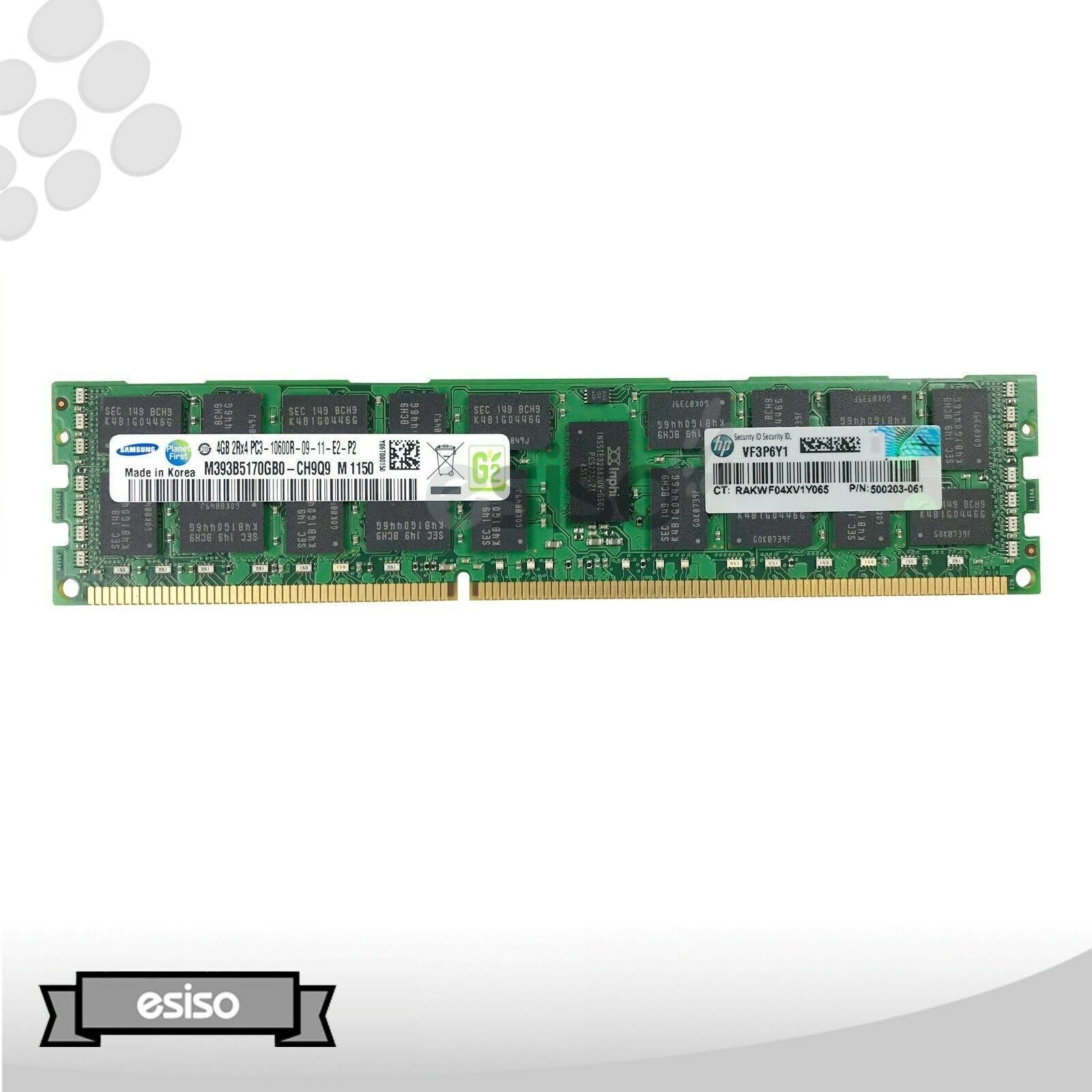 501534-001 HPE 4GB (1x4GB) 2RX4 PC3-10600R MEMORY MODULE FOR G7 & G6 - AloinfoUSA
