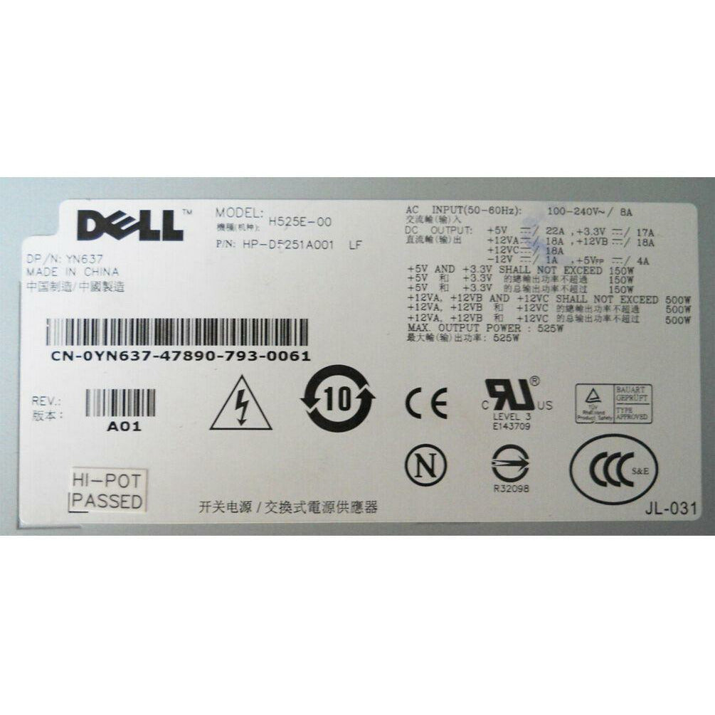 525W Power Supply For Dell PowerEdge T410  M331J YN637 Server PSU Unit 746856940991 - AloinfoUSA