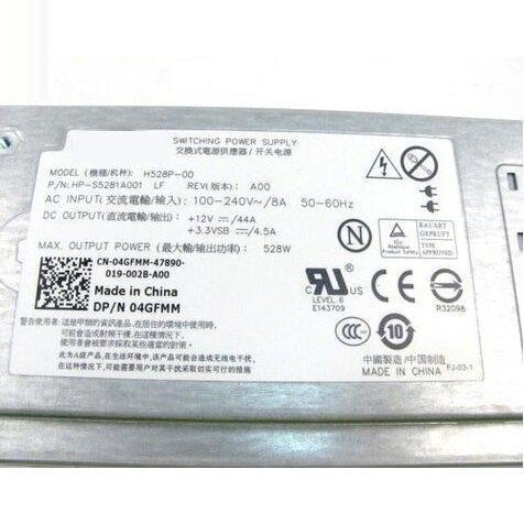 528W Power Supply 4GFMM For Dell PowerEdge T300 H528P-00 NT154 Fonte - AloinfoUSA
