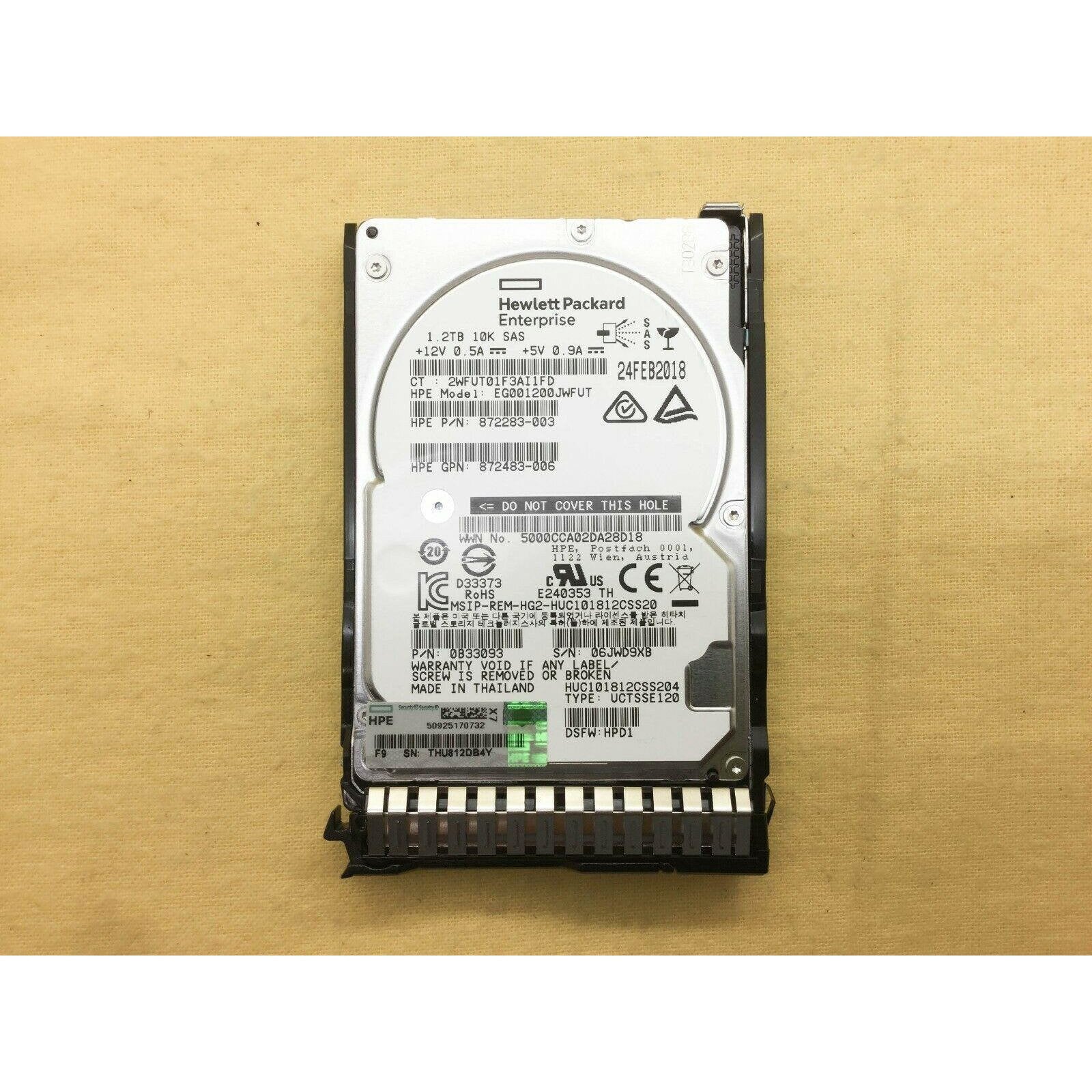 872479-B21 HP 1.2TB SAS 12G ENTERPRISE 10K 2.5IN SC DS HDD 872737-001  4549821073429 - AloinfoUSA