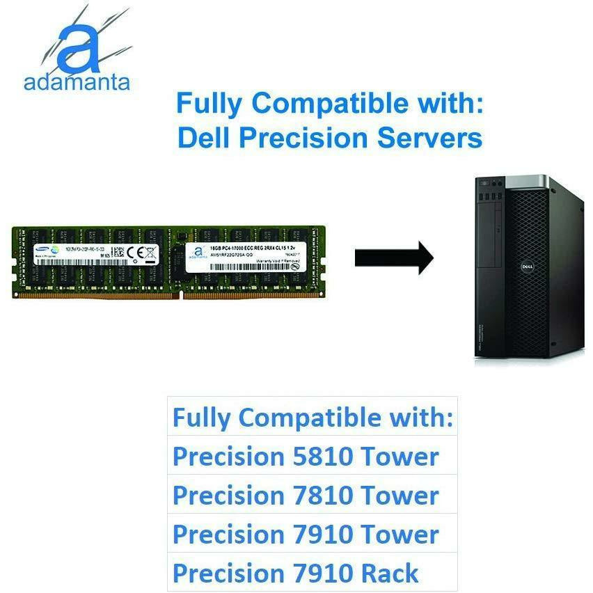 Adamanta 16GB (1x16GB) Server Memory Upgrade Compatible for Dell Poweredge, Dell Precision &amp; HP Proliant Servers DDR4 2133MHz PC4-17000 ECC Registered Chip 2Rx4 CL15 1.2V DRAM RAM - AloinfoUSA