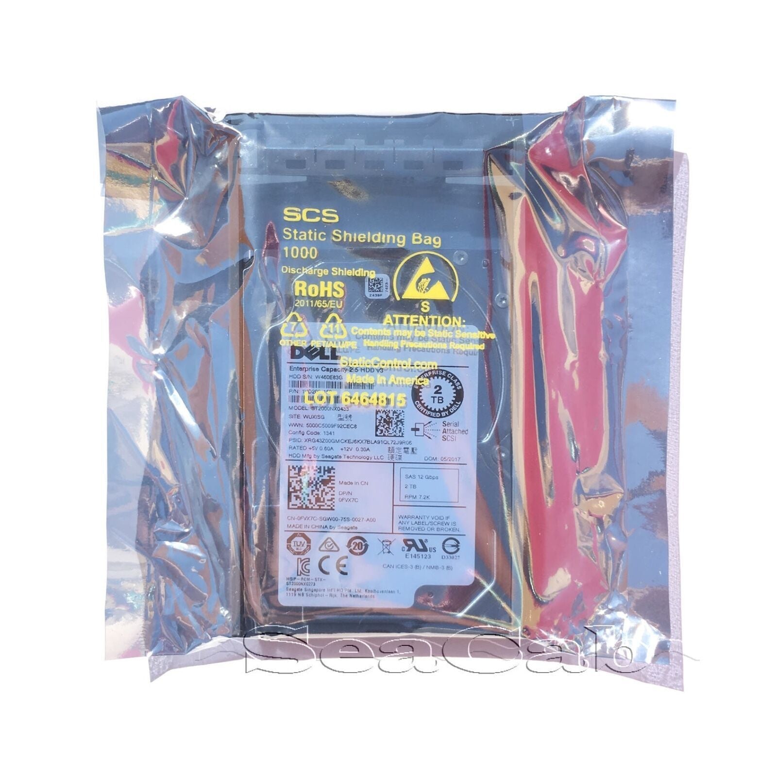 Dell 2TB 7.2K SAS 2.5" Hard Drive for PowerEdge R330 R430 R530 R630 R730 R930 884116252955 - AloinfoUSA