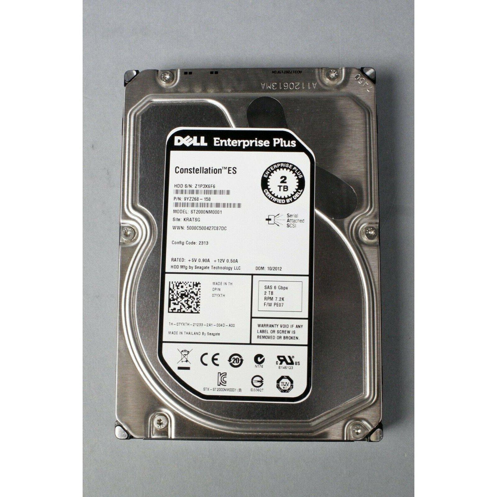 Dell 7YXTH EqualLogic 2Tb 3.5" SAS Drive Seagate ST200NM0001 9YZ268-158 - AloinfoUSA